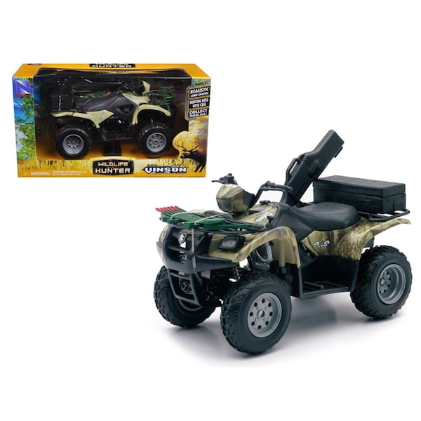 New-Ray Toys 1 by 12 Scale Diecast Suzuki Vinson 500 Quad Runner Green ATV Motorcycle Model, 4 x 4 in. 42903A - main